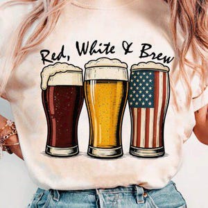Rood wit en gebrouwen vierde juli DTF-OVERDRACHT klaar om te drukken op warmteoverdracht, patriottische dtf-overdracht, vierde juli tshirtontwerp