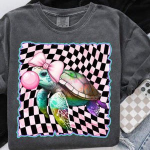 retro Meeresschildkröte DTF TRANSFERS bereit, Wärmetransfer, Sommer-Shirt-Design, Sommer-Dtf-Transfer zu drücken
