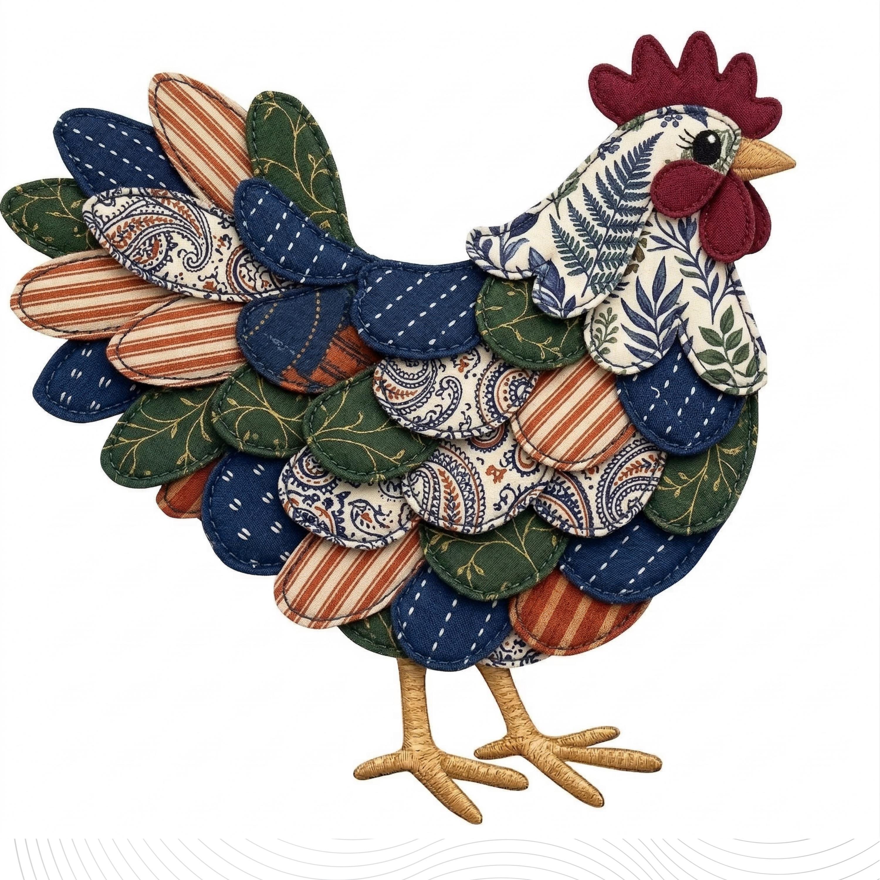 Patchwork Chicken Design, Fabric Art (digital Download) - Etsy