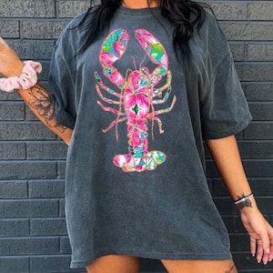 Plage d'été de homard boho tropical TRANSFERTS DTF prêt à presser, transfert à chaud, conception de chemise d'été, transfert dtf d'été