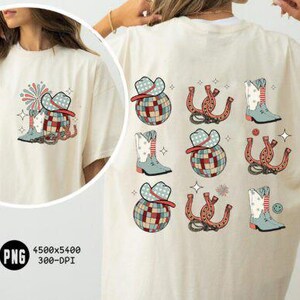 Transferencia de calor DTF patriótica occidental lista para imprimir, transferencia DTF patriótica, diseño divertido de camiseta del 4 de julio