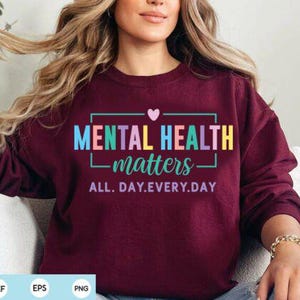 Geestelijke gezondheid is belangrijk DTF-overdracht, sublimatieoverdracht, drukklare warmteoverdracht, shirtontwerp geestelijke gezondheid awareness