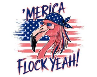 Funny Patriotic Flamingo DTF Transfer, 4th of July Shirt Design