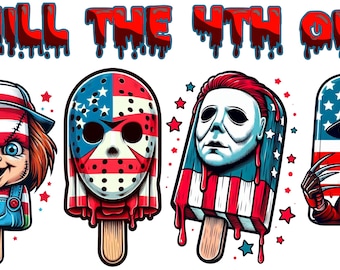 Horror Movie Popsicle 4th of July DTF Transfer, Patriotic Design