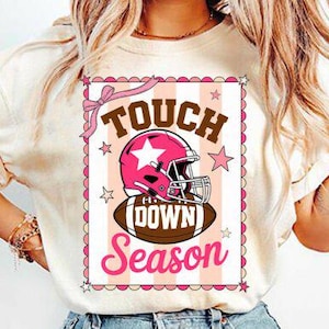 Touch Down Saison Kokette Fußball DTF Transfer, Sublimationstransfer, bügelfertiger Wärmetransfer, Fußball Saison DTF Druck