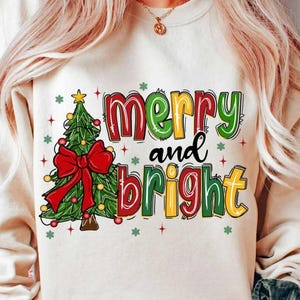Merry and Bright Christmas- DTF Transfer- Ready To Press DTF Transfer- Direct To Film - DTF Print- Christmas t-shirt transfer