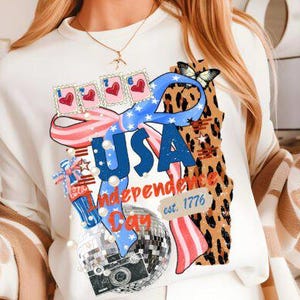 Transfert DTF rétro du 4 juillet prêt à presser, transfert à chaud, chemise collage patriotique, conception de chemise collage patriotique