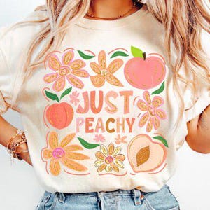 Transferts DTF juste pêche prêts à presser transfert à chaud, transfert pêche drôle, joli design de chemise pêche rétro