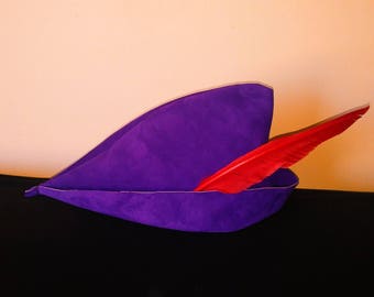 Renaissance or Robin Hood Hat - Purple Suede
