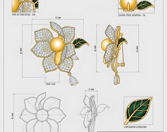 Broche de perla personalizado, joyería de perla personalizada hecha a mano, diseño de joyas, fabricación de joyas, diseño único, regalo para ella, regalo de Navidad