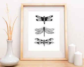 Dragonfly Art / Dragonfly Print / Dragonfly Printable / Dragonfly Wall Art / Dragonfly Illustration / Insect Art Print / Dragonfly Sketches