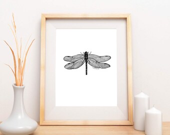 Dragonfly Art / Dragonfly Print / Dragonfly Printable / Dragonfly Wall Art / Dragonfly Illustration / Insect Art Print / Simple Bug Art