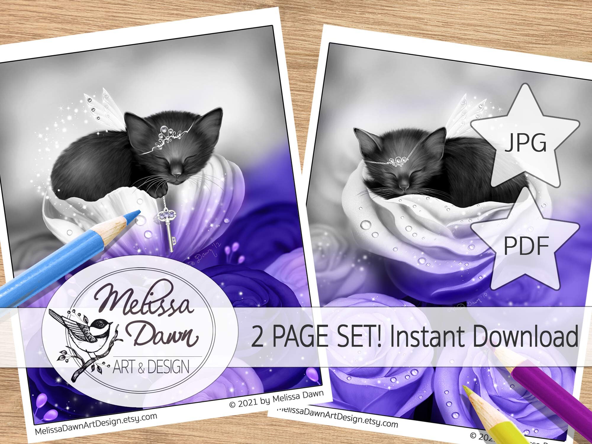 Cat Coloring Pages / Kitten Coloring Page / Coloring Page - Etsy