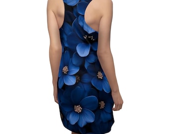 Blue Floral Racerback Dress: Summer Beach Cover-Up