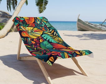 Tropical Leaves Beach Towel: Vibrant Summer Poolside Towel