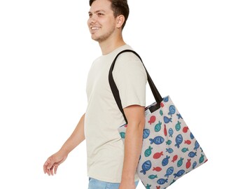 Fish Pattern Tote Bag: Reusable Ocean-Themed Carryall