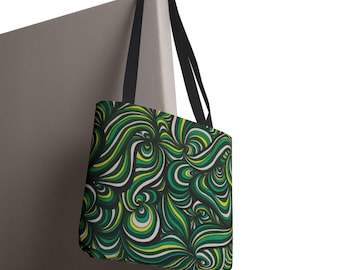 Colorful Swirl Polyester Tote Bag: Eco-Friendly Shopping