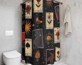 Mystical Tarot Card Shower Curtain: Bohemian Witchy Decor