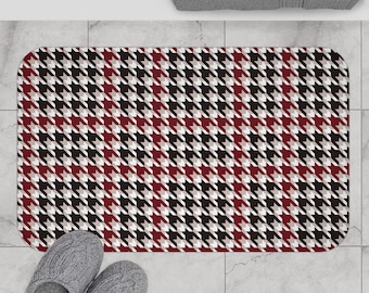 Houndstooth Memory Foam Bath Mat: Vintage Style Bathroom Decor