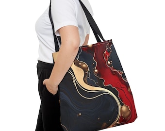 Bolsa Tote com Arte Abstrata: Bolsa de mão elegante em poliéster