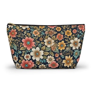 Bolsa de accesorios con estampado floral bohemio, ideal para amantes del maquillaje, organizador de viaje, neceser con estampado floral, decoración primaveral.