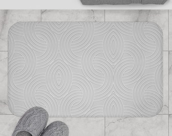 Geometric Wave Pattern Bath Mat | Textured Non-Slip Bathroom Rug