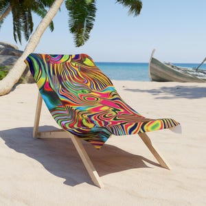 Tie Dye Beach Towel: Psychedelic Tropic Poolside Decor