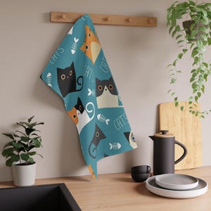 Whimsical Cat Tea Towels | Fun Kitchen Decor, Cat Lover Gifts, Pet Themed Kitchen, Unique Home Accessories, Gift for Cat Owners