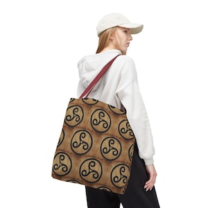 Triskelion Tote Bag | Stylish Designer Carry-All, Eco-Friendly Shopping Bag, Celtic Lovers Patterned Handbag, Festival Accessory