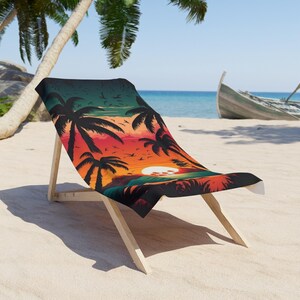 Tropical Sunset Beach Towel, Vibrant Poolside Towel, Summer Vibes, Vacation Essentials, Boho Chic Decor