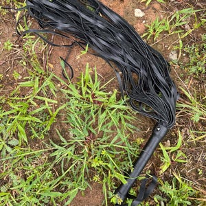 Cowhide Genuine Leather Flogger 50 Thick Falls Black Soft Tails Costume Flogger Lightweight Heavy Impact Whip
