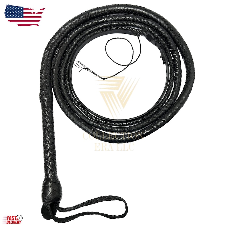 Kangaroo Hide Genuine Leather Bullwhip 06 - 08ft Long Hand Braided ...