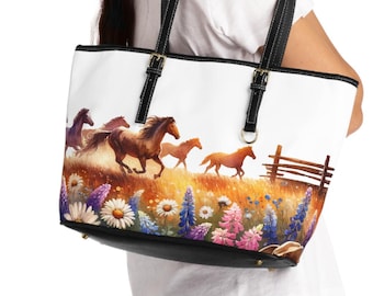 馬柄ハンドバッグ、花柄PUレザーショルダーバッグ、高級乗馬用財布、馬