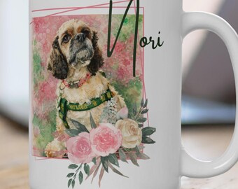 Aquarell Haustier-Porträt-Keramik-Tasse | Personalisierte Hunde oder Katzen Erinnerung