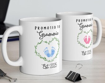 Promoted to Grammie Mug | Floral Wreath Ceramic Coffee Cup