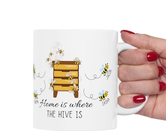 Beehive and Bees Mug | Honey Home Ceramic Mug, 11oz or 15oz