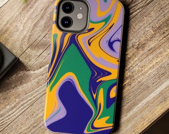 Abstract Swirl Marble Phone Case | Colorful Green Purple Yellow