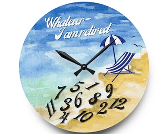 Retired Beach Decor Wall Clock: Coastal Retirement Gift