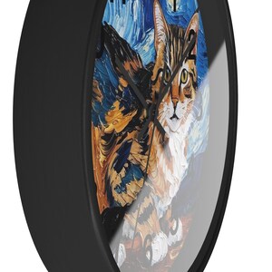 Horloge murale chat Van Gogh : décoration artistique pour les amoureux des chats image 6