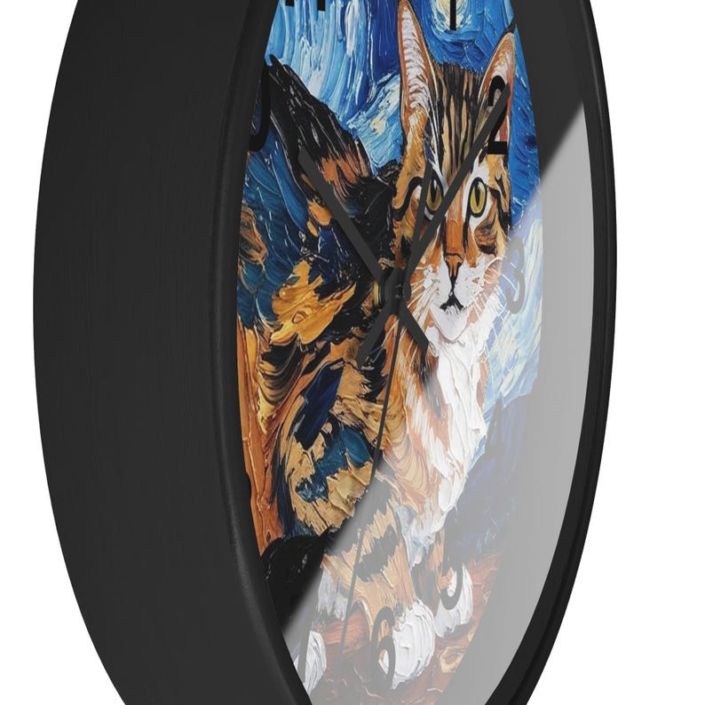 Horloge murale chat Van Gogh : décoration artistique pour les amoureux des chats image 6
