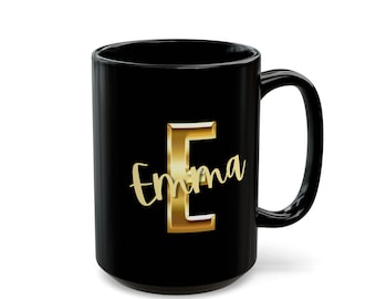 Goldmonogramm Personalisierte Tasse Schwarz