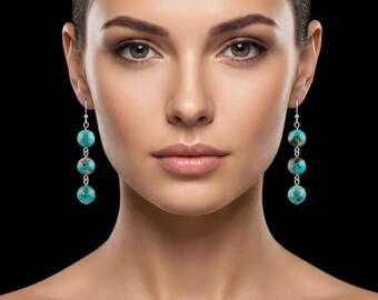 Turquoise Bead Earrings | Blue Beaded Jewelry | Gift for Her | Boho Earrings
