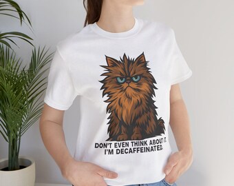 T-shirt drôle de chat éreinté : T-shirt graphique de chat décaféiné