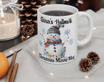 Personalisierte Schneemann Weihnachtstasse: Hallmark Film Fan Geschenk