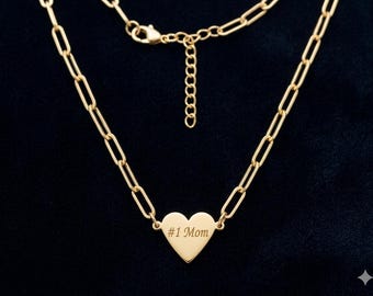 Personalisierte Halskette mit Gravur Herz | Büroklammer Kettenschmuck