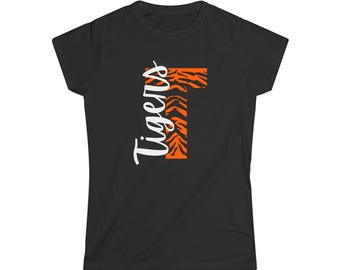 Tiger Script T-Shirt, Animal Print Typografie Tee