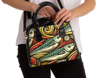 Whimsical Sardine Shoulder Bag: PU Leather Fish Tote Purse