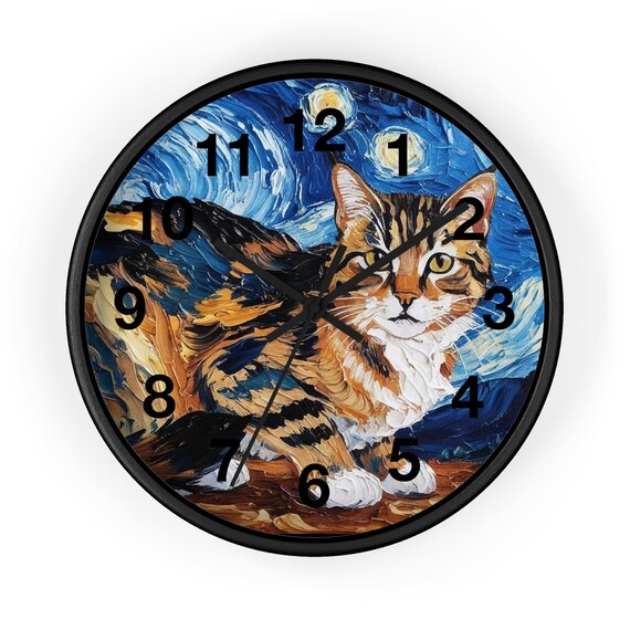 Van Gogh Cat Wall Clock: Artistic Home Decor for Cat Lovers