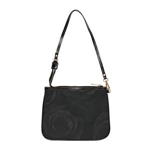 Black Roses Stained Glass Shoulder Bag: Chic PU Leather Crossbody