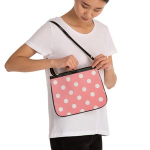 Pink Polka Dot Handbag, Small Shoulder Bag for Women, Cute Crossbody Bag, Mini Purse, Shoulder Bag with Polka Dots, Small Handbag for Girls